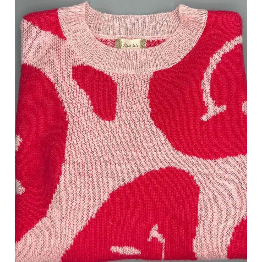 Altar'd State Pink and Hot Pink Abstract Crewneck Sweater